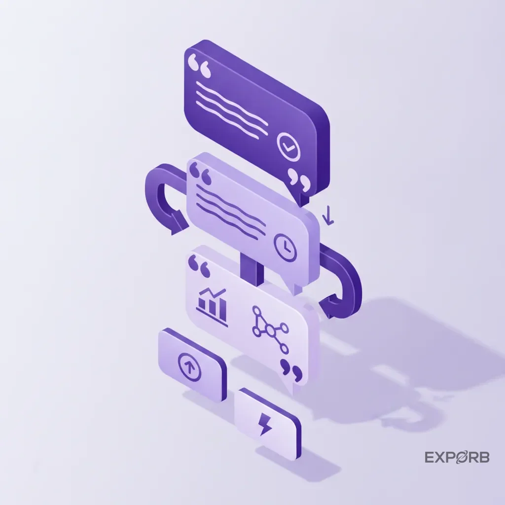 A composition of stylized quote blocks featuring testimonials about improved lead quality and faster follow-up.