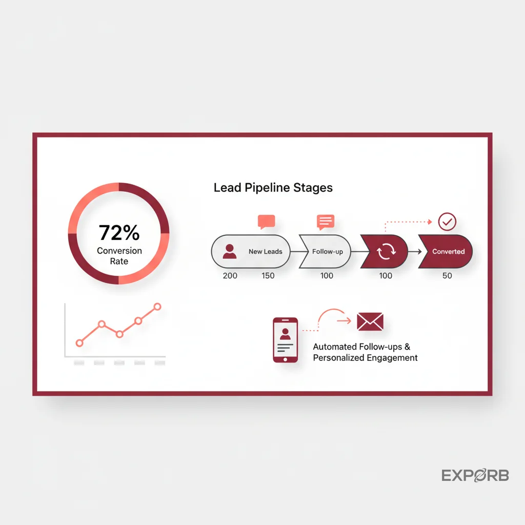 Analyse-Dashboard mit Konversionsraten und Phasen der Lead-Pipeline