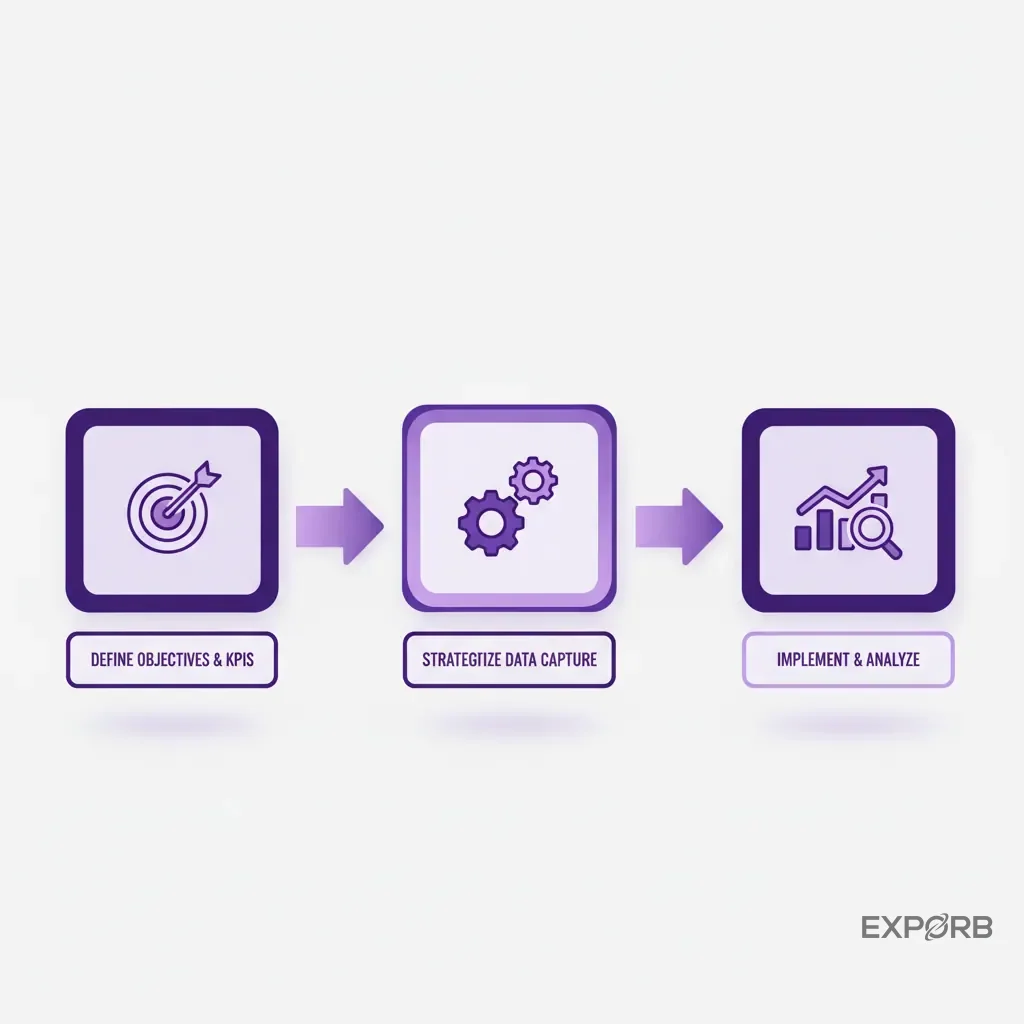 Flowchart showing a three-step process for designing measurement-ready trade show programs