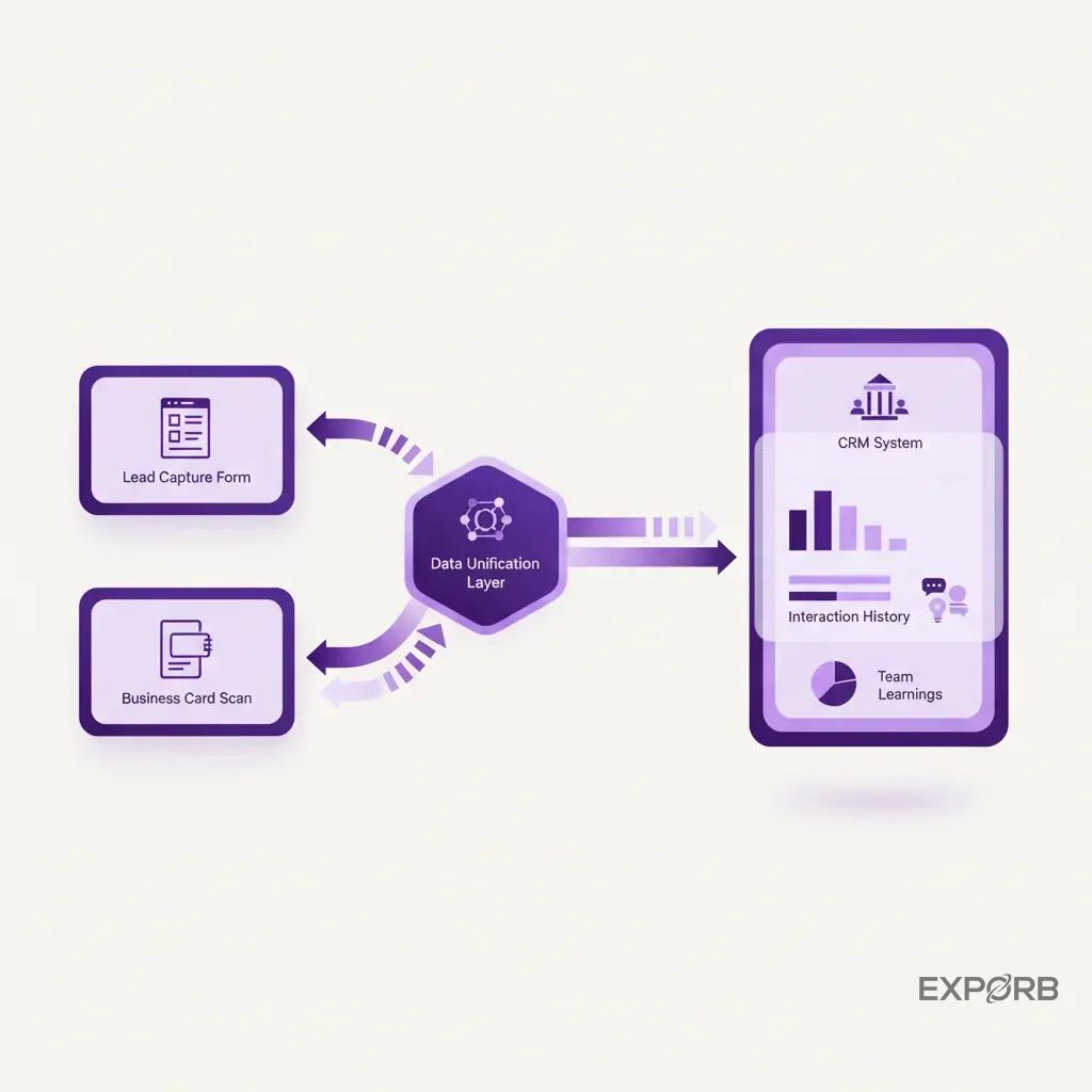 Diagram showing lead data flowing into a CRM system