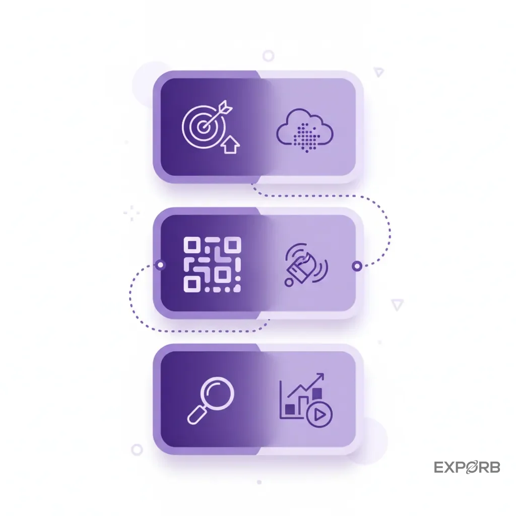 Three-step process diagram: 1. Define Goal & Data, 2. Design Branded Code, 3. Test & Deploy with Analytics.