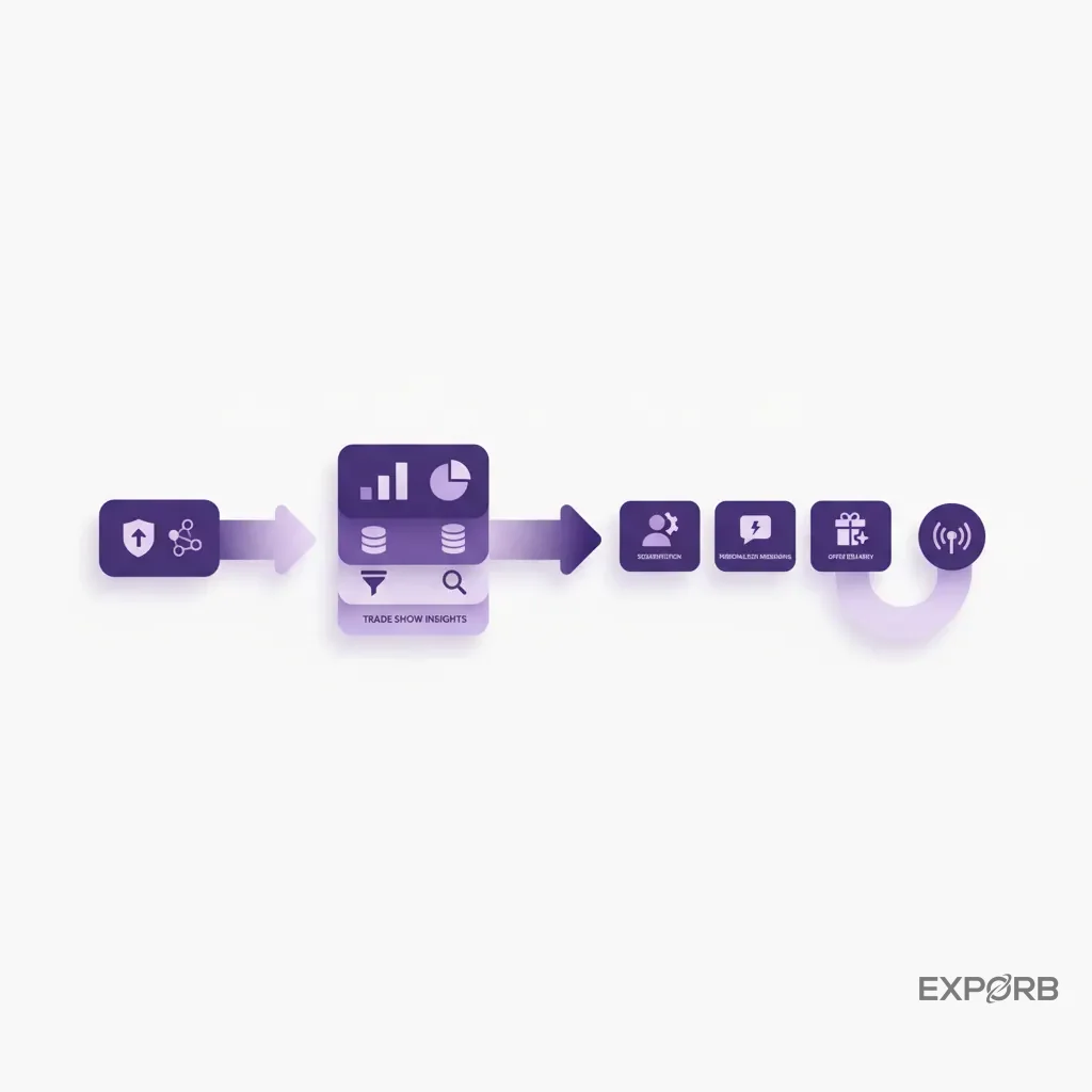Flussdiagramm, das zeigt, wie Erkenntnisse aus Messegesprächen in eine personalisierte ABM-Follow-up-Sequenz einfließen.