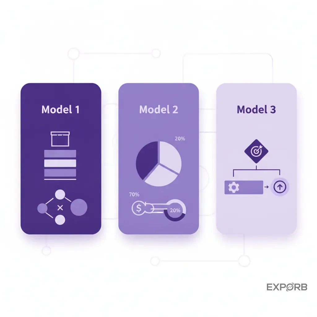 Infographic comparing three budget models: 3x booth cost rule, percentage of marketing spend, and objective-based budgeting.