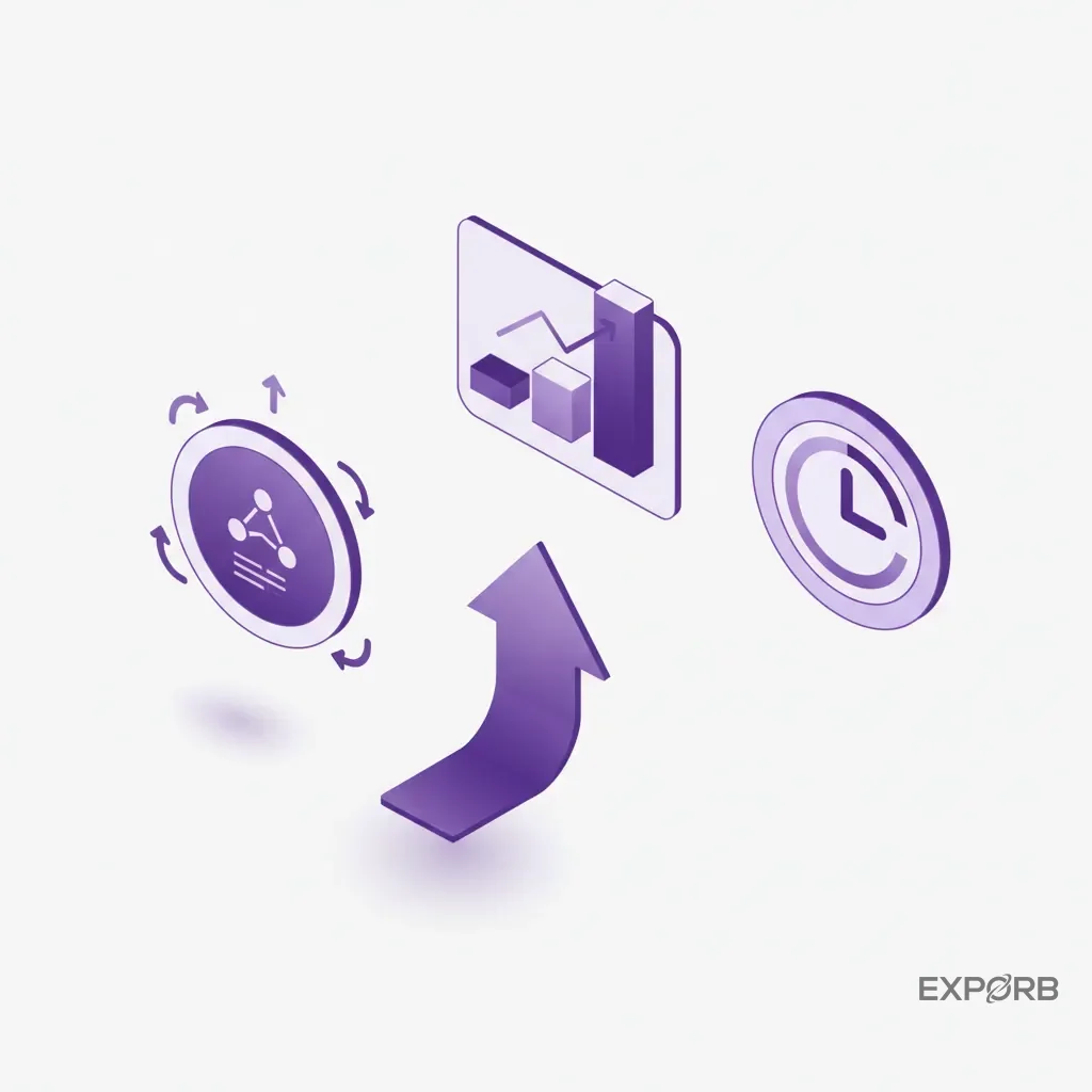 Infographic with three key ROI metrics: 3-4x in qualified lead volume, 32% improvement in pipeline accuracy, and 48-hour conversion window.