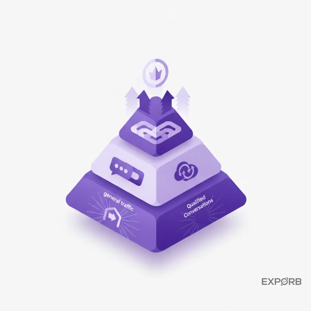 Infographic of a three-tier pyramid for giveaways: Tier 1 at the base for general traffic, Tier 2 in the middle for qualified conversations, and Tier 3 at the top for decision-makers.