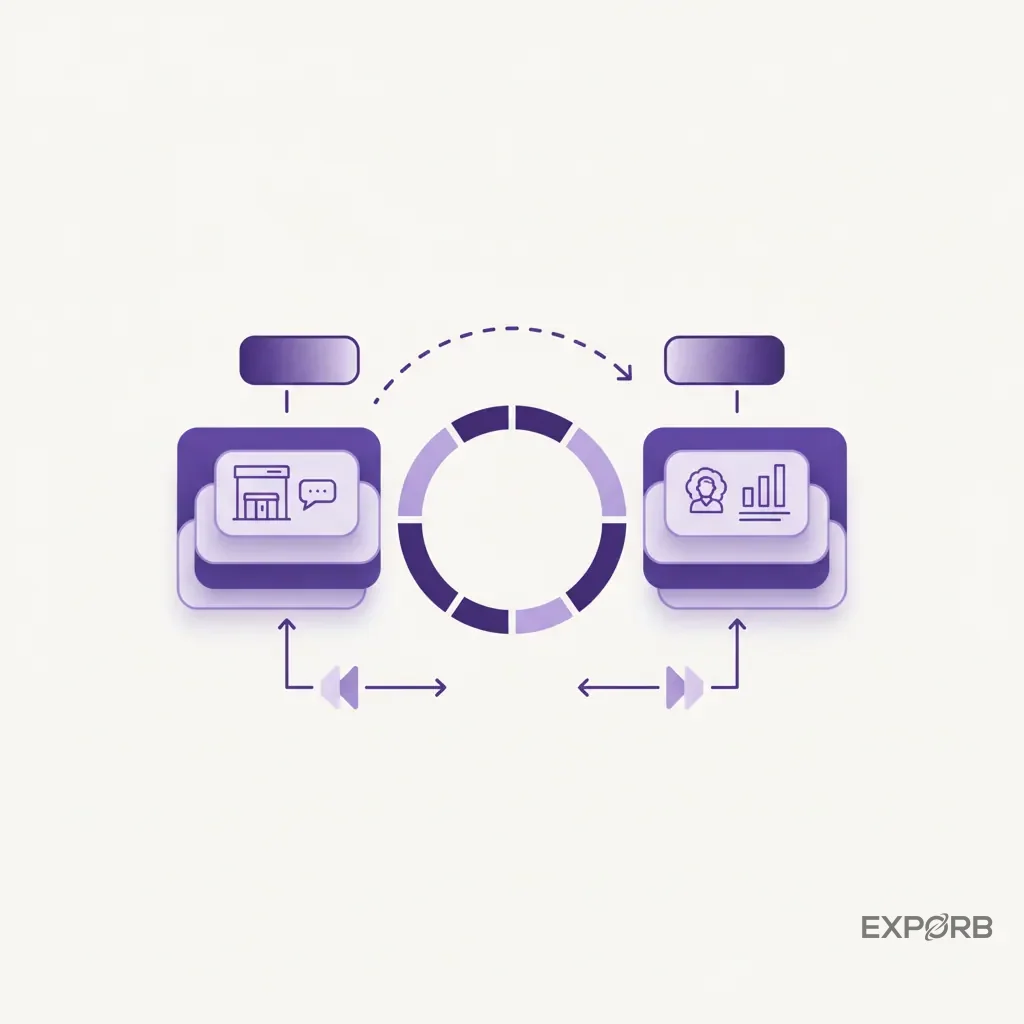 Infographic depicting the "founder's blind spot" as a gap between booth conversations and executive insights.