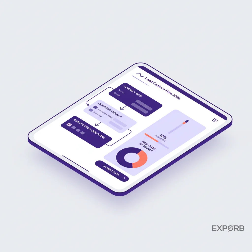 Uma interface de usuário de um aplicativo de captura de leads mostrando diferentes campos de entrada de dados