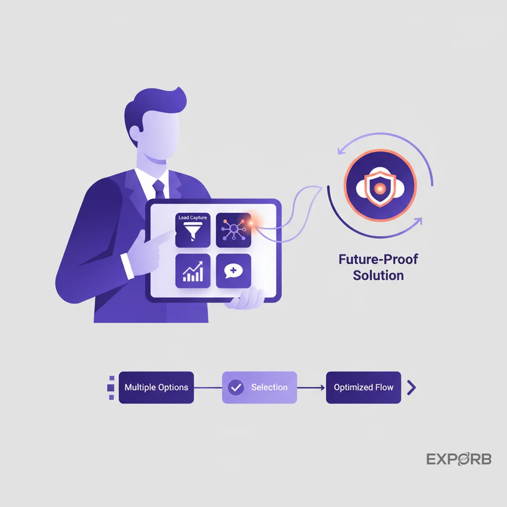 Uma pessoa fazendo uma seleção em um tablet entre várias opções de aplicativos de captura de leads