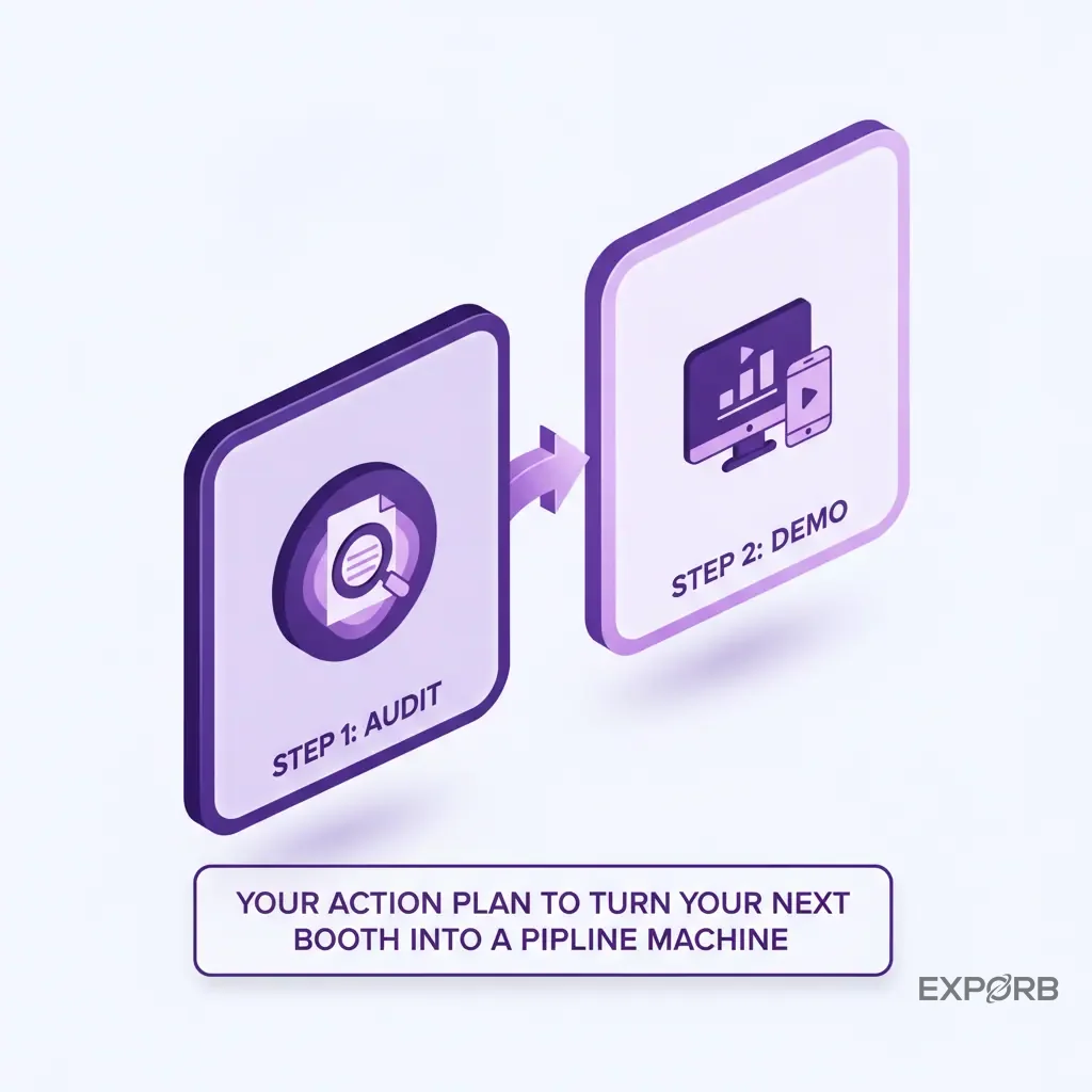 Simple two-step process graphic: Step 1 is Audit, Step 2 is Demo
