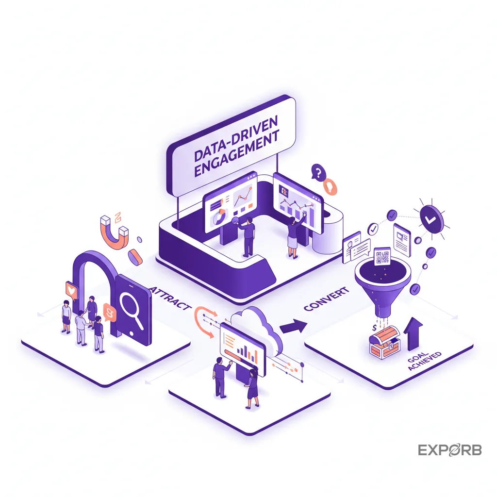 Trade show booth focused on lead capture and conversion goals