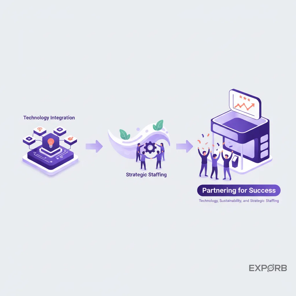 Team celebrating a successful trade show with a well-designed booth