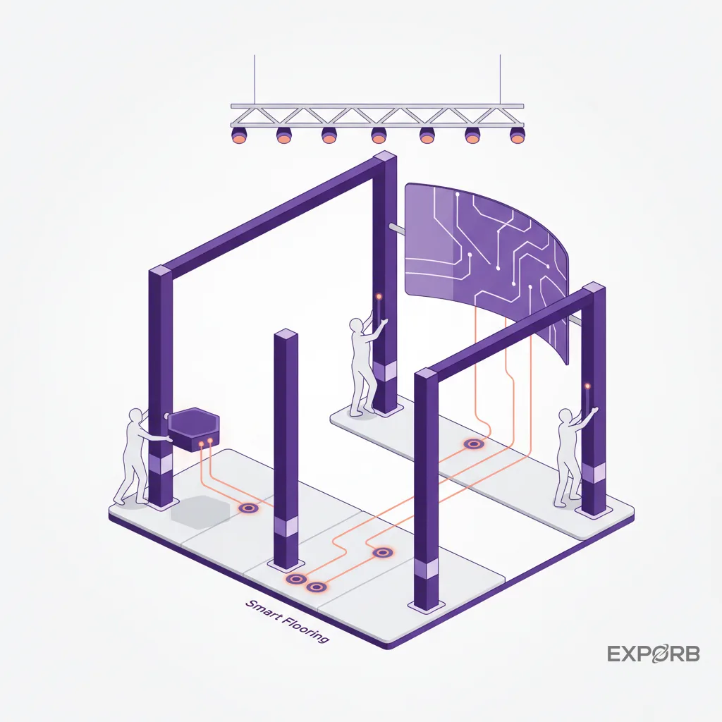Modular trade show booth being easily assembled with lightweight components