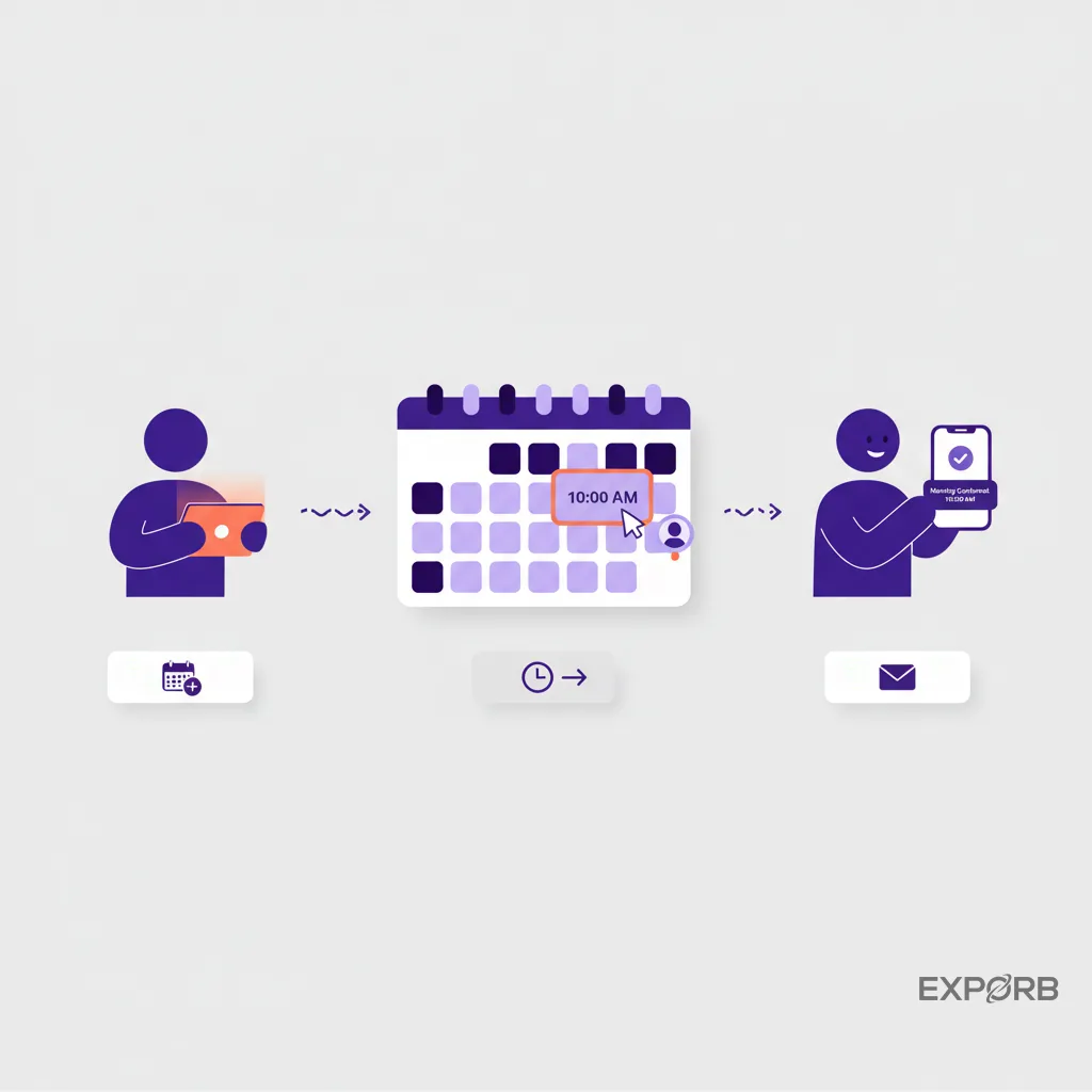 Exhibitor scheduling a meeting with a prospect using a digital calendar tool