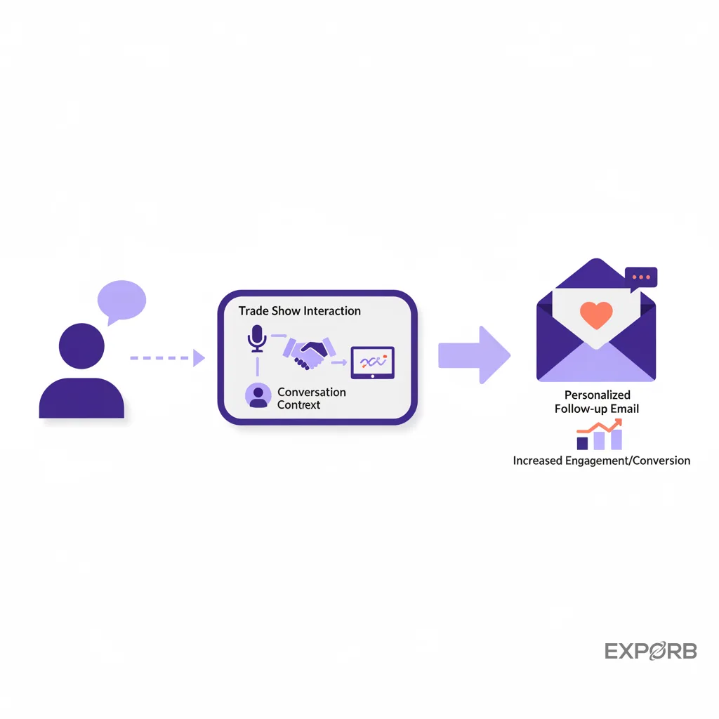 Salesperson sending a personalized follow-up email after a trade show