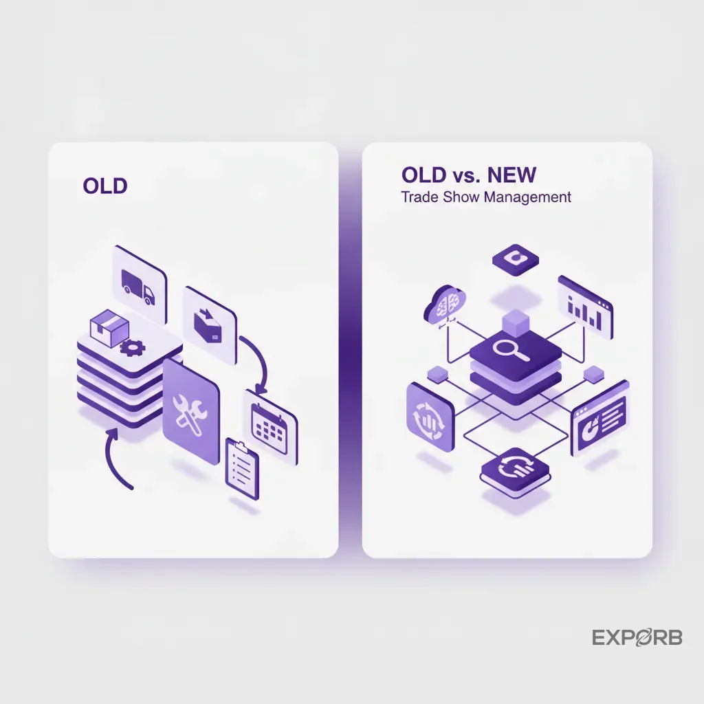 Diagramm, das das alte Messenmanagement (logistikorientierte Icons) mit dem neuen Messenmanagement (daten- und intelligenzorientierte Icons) vergleicht.